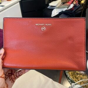 Michael Kors Burnt Orange Leather Clutch